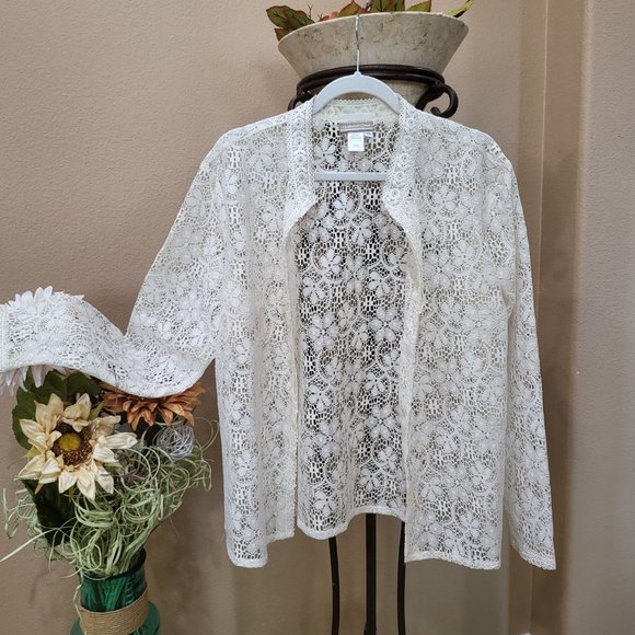 Coldwater Creek Soft Lace Cream Jacket - Picture 10 of 14
